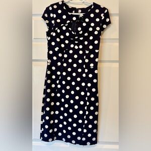 RockSteady Navy and White Polka Dot Midi Dress